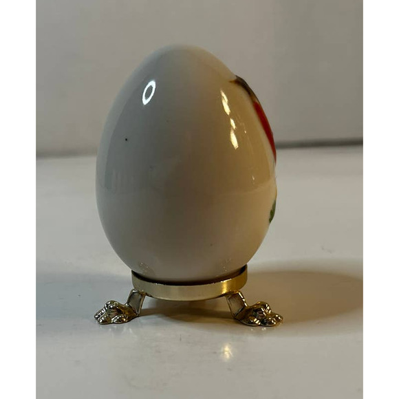 VTG Goebel 1986 9th Annual Porcelain Red Robin Easter Egg With Gold Stand - Picture 4 of 6